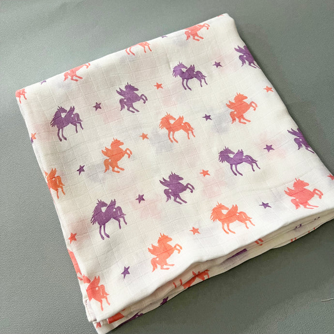 Unicorns - Organic Muslin Swaddles - Oranges and Lemons